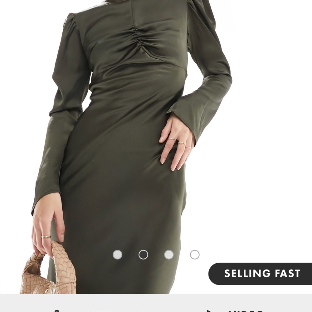 ASOS DESIGN ruched bust detail satin maxi dress in green - Picture 4 of 4